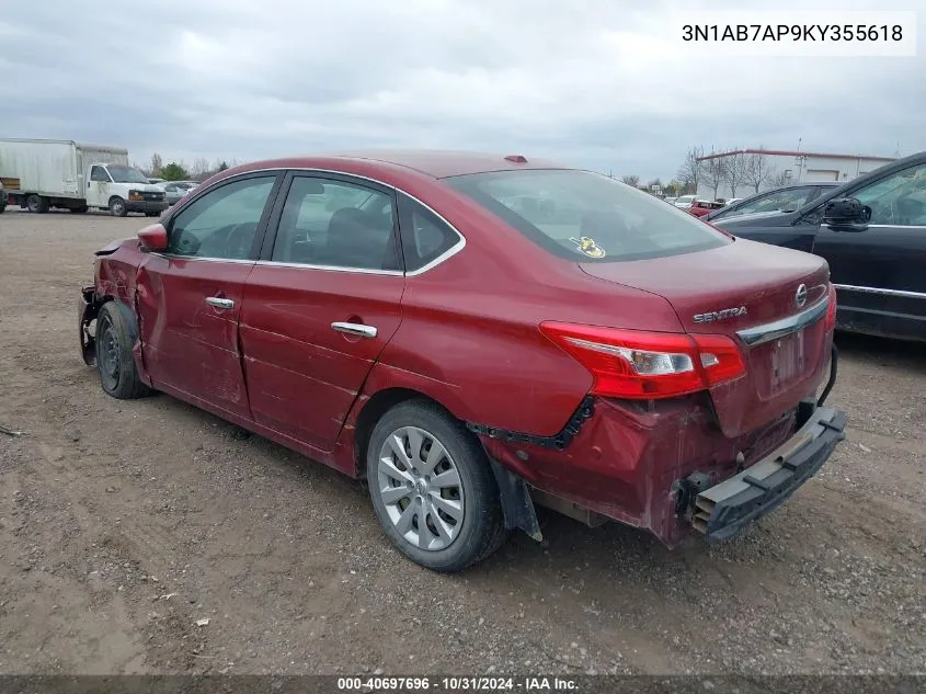 2019 Nissan Sentra S/Sl/Sr/Sv VIN: 3N1AB7AP9KY355618 Lot: 40697696