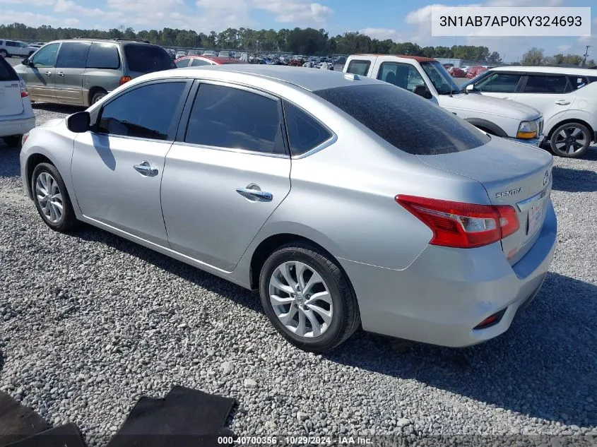 2019 Nissan Sentra Sv VIN: 3N1AB7AP0KY324693 Lot: 40700356