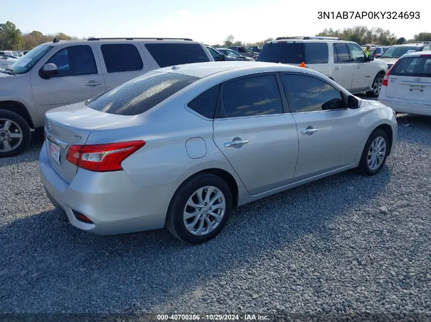 2019 Nissan Sentra Sv VIN: 3N1AB7AP0KY324693 Lot: 40700356