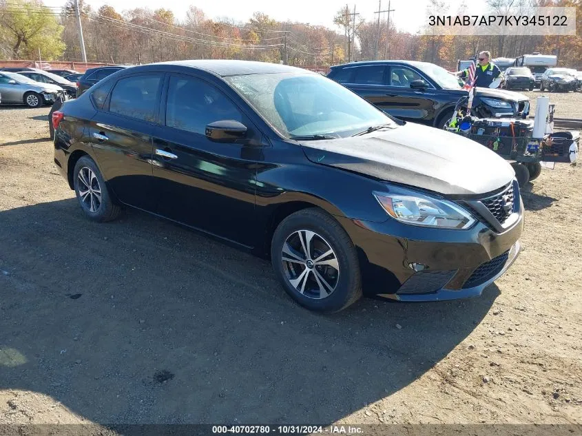 2019 Nissan Sentra S VIN: 3N1AB7AP7KY345122 Lot: 40702780