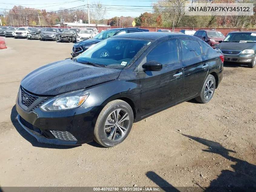 2019 Nissan Sentra S VIN: 3N1AB7AP7KY345122 Lot: 40702780