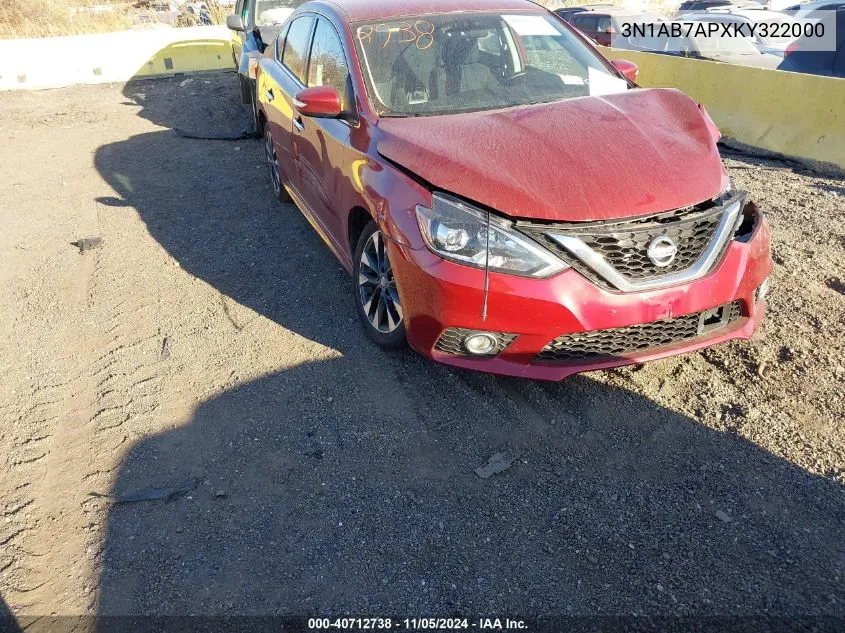 2019 Nissan Sentra Sr VIN: 3N1AB7APXKY322000 Lot: 40712738