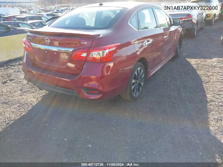 2019 Nissan Sentra Sr VIN: 3N1AB7APXKY322000 Lot: 40712738