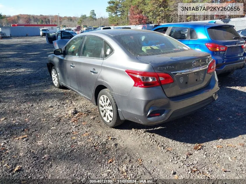 2019 Nissan Sentra S VIN: 3N1AB7AP2KY260656 Lot: 40721997