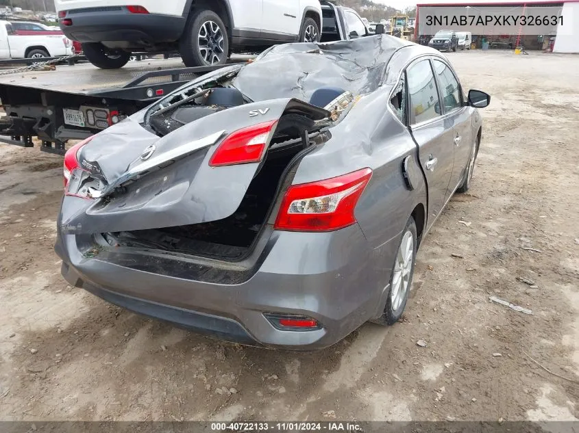 3N1AB7APXKY326631 2019 Nissan Sentra Sv