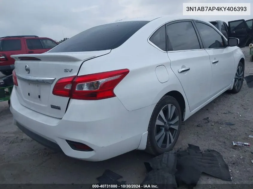 2019 Nissan Sentra Sv VIN: 3N1AB7AP4KY406393 Lot: 40731880