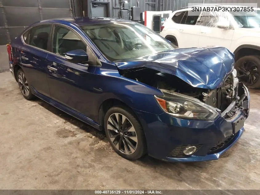 2019 Nissan Sentra Sr VIN: 3N1AB7AP3KY307855 Lot: 40735129