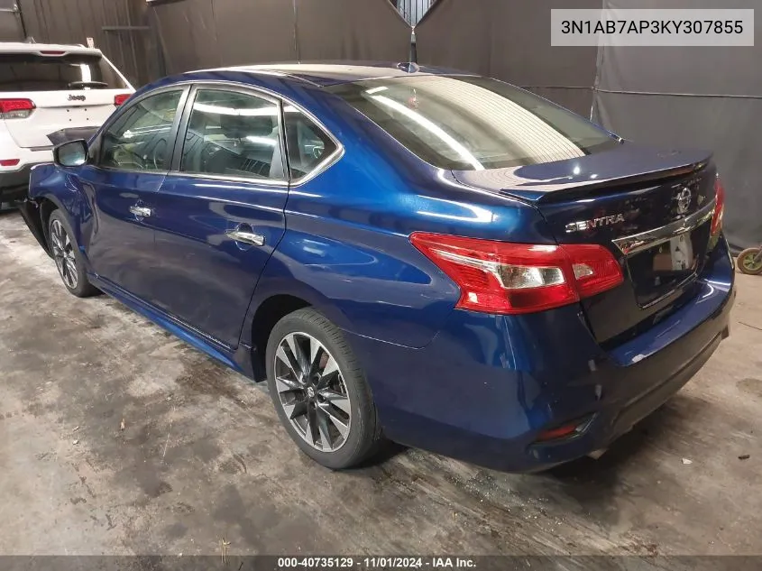 2019 Nissan Sentra Sr VIN: 3N1AB7AP3KY307855 Lot: 40735129