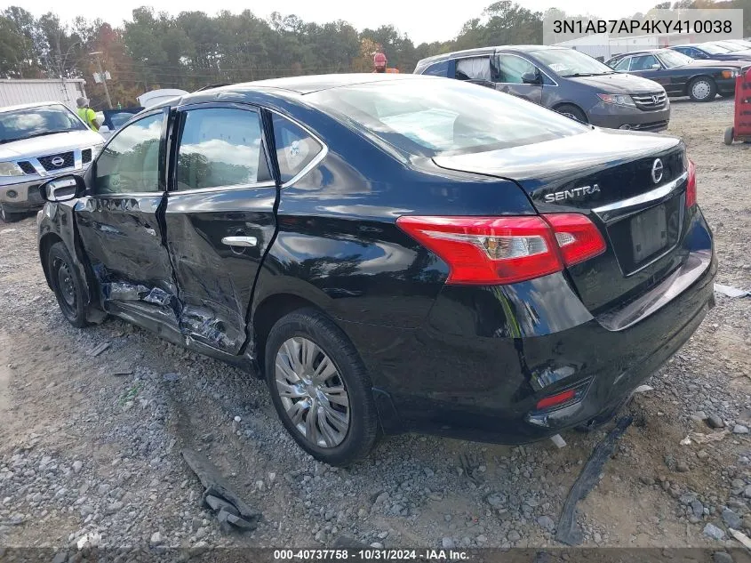 2019 Nissan Sentra S VIN: 3N1AB7AP4KY410038 Lot: 40737758