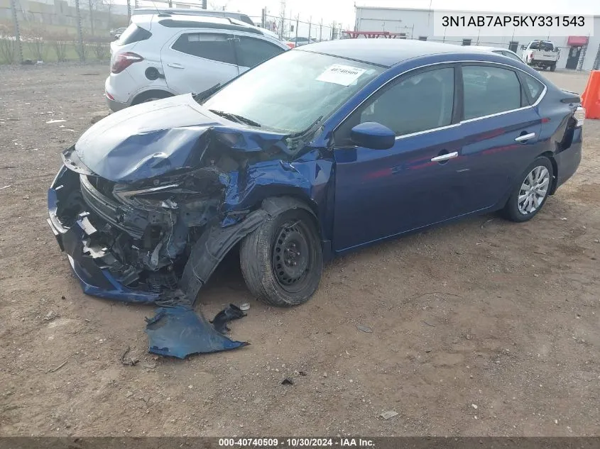 3N1AB7AP5KY331543 2019 Nissan Sentra S