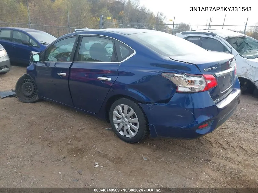 3N1AB7AP5KY331543 2019 Nissan Sentra S