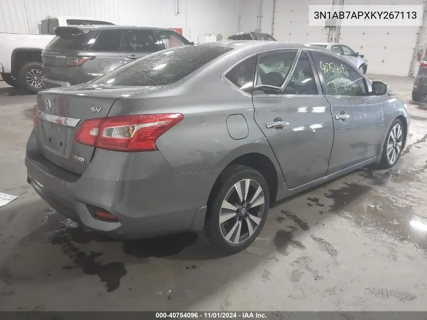 2019 Nissan Sentra Sv VIN: 3N1AB7APXKY267113 Lot: 40754096