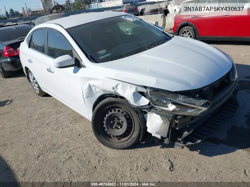 2019 Nissan Sentra S VIN: 3N1AB7AP5KY430637 Lot: 40755802