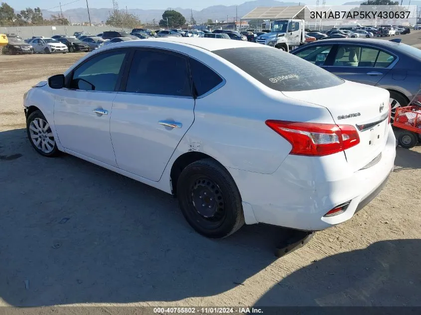 2019 Nissan Sentra S VIN: 3N1AB7AP5KY430637 Lot: 40755802