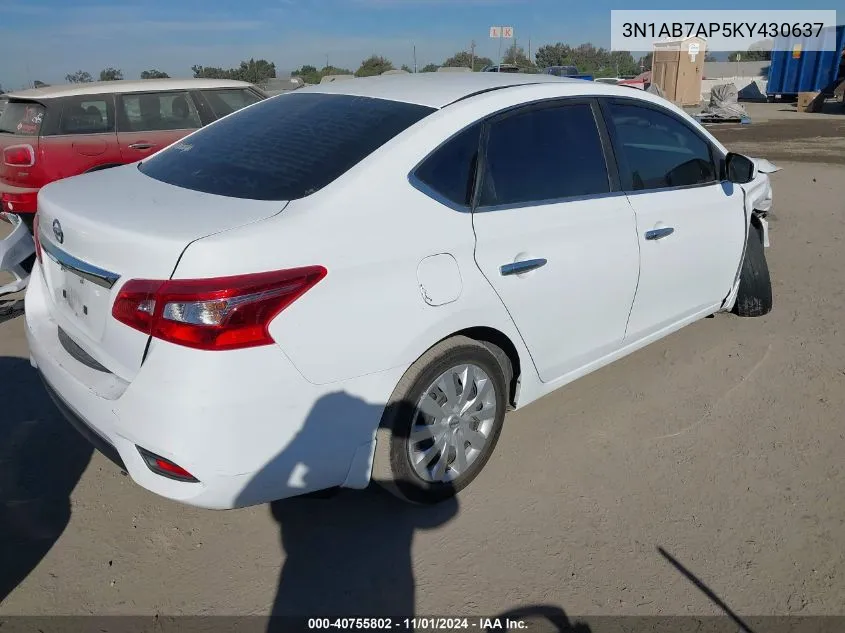 2019 Nissan Sentra S VIN: 3N1AB7AP5KY430637 Lot: 40755802