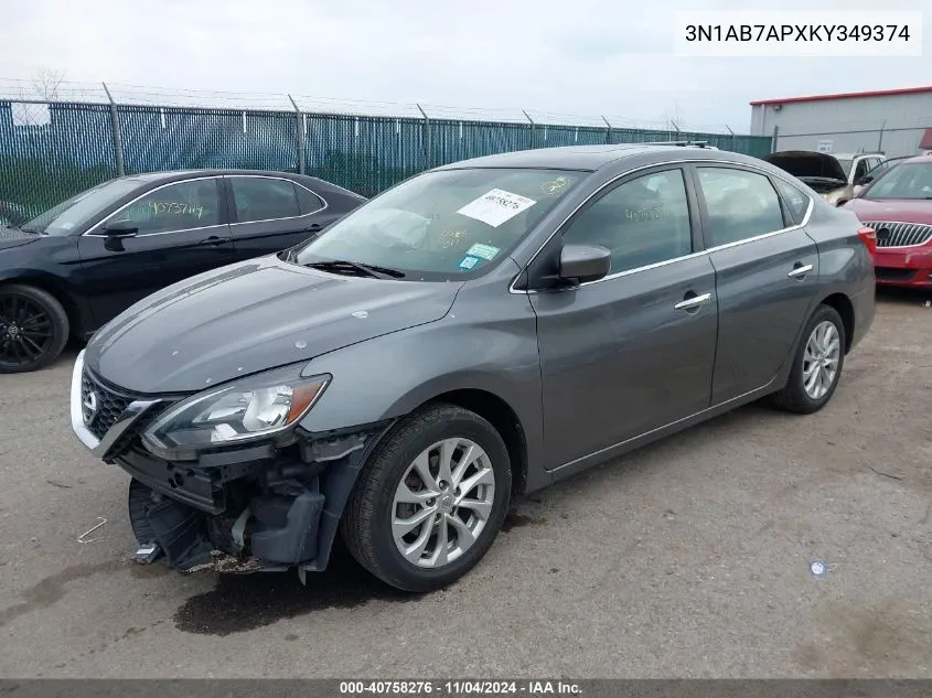 2019 Nissan Sentra S/Sv/Sr/Sl VIN: 3N1AB7APXKY349374 Lot: 40758276