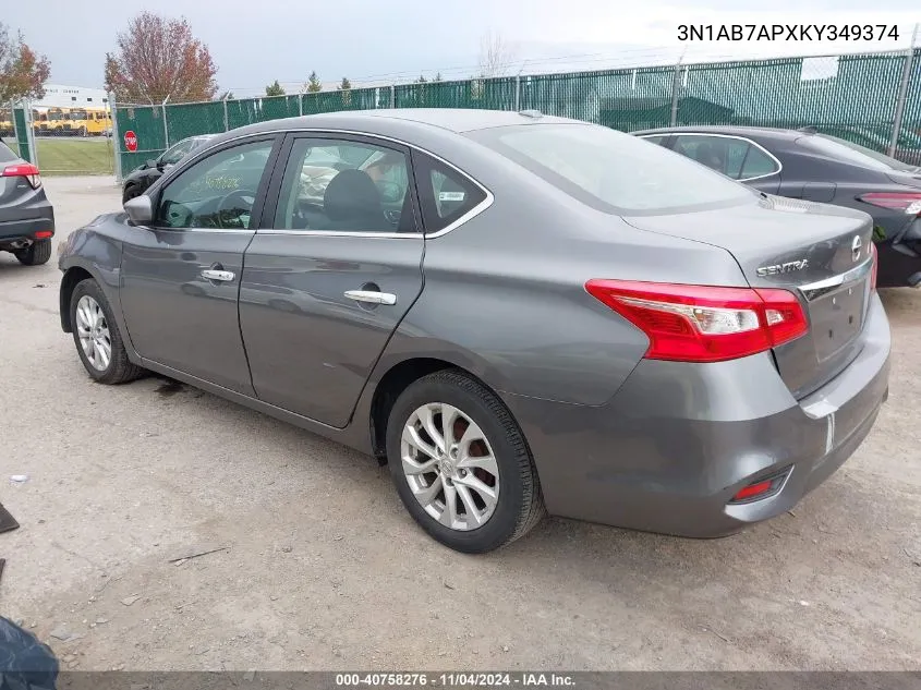 2019 Nissan Sentra S/Sv/Sr/Sl VIN: 3N1AB7APXKY349374 Lot: 40758276