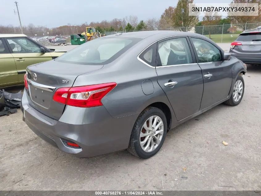 2019 Nissan Sentra S/Sv/Sr/Sl VIN: 3N1AB7APXKY349374 Lot: 40758276