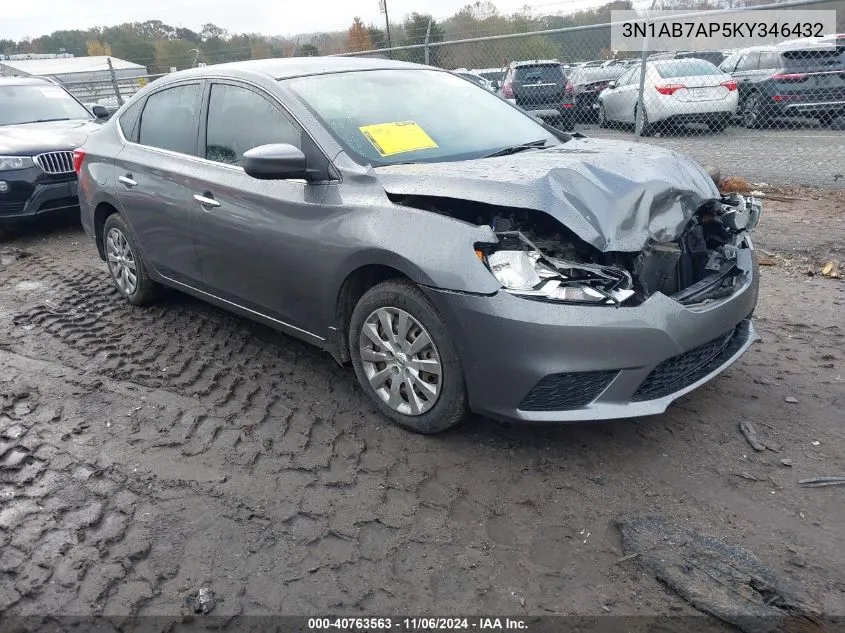 2019 Nissan Sentra S VIN: 3N1AB7AP5KY346432 Lot: 40763563