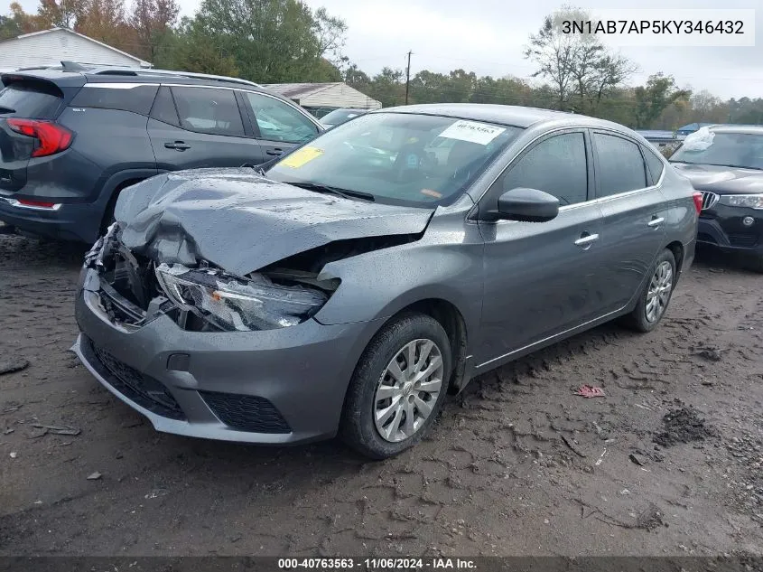 2019 Nissan Sentra S VIN: 3N1AB7AP5KY346432 Lot: 40763563