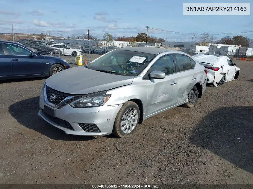 2019 Nissan Sentra S VIN: 3N1AB7AP2KY214163 Lot: 40765632