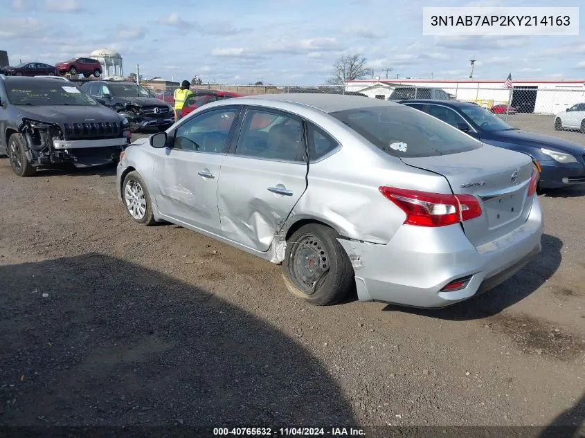 2019 Nissan Sentra S VIN: 3N1AB7AP2KY214163 Lot: 40765632