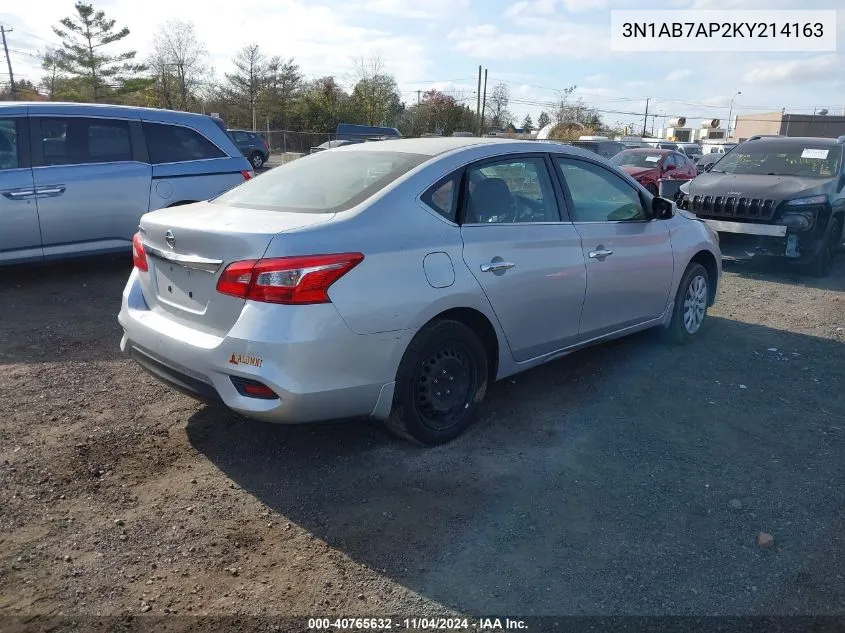 2019 Nissan Sentra S VIN: 3N1AB7AP2KY214163 Lot: 40765632