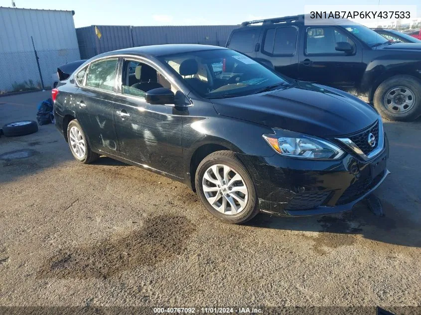 2019 Nissan Sentra Sv VIN: 3N1AB7AP6KY437533 Lot: 40767092