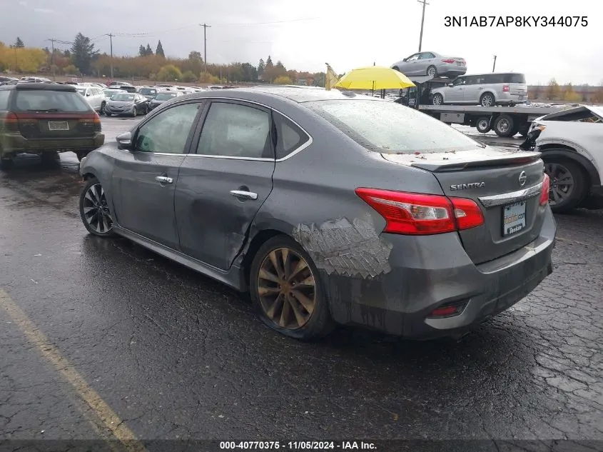 2019 Nissan Sentra Sr VIN: 3N1AB7AP8KY344075 Lot: 40770375