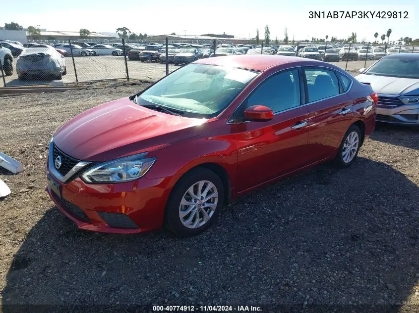 2019 Nissan Sentra Sv VIN: 3N1AB7AP3KY429812 Lot: 40774912