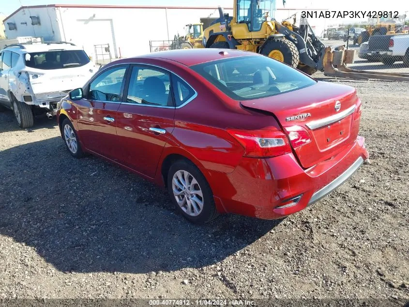 2019 Nissan Sentra Sv VIN: 3N1AB7AP3KY429812 Lot: 40774912