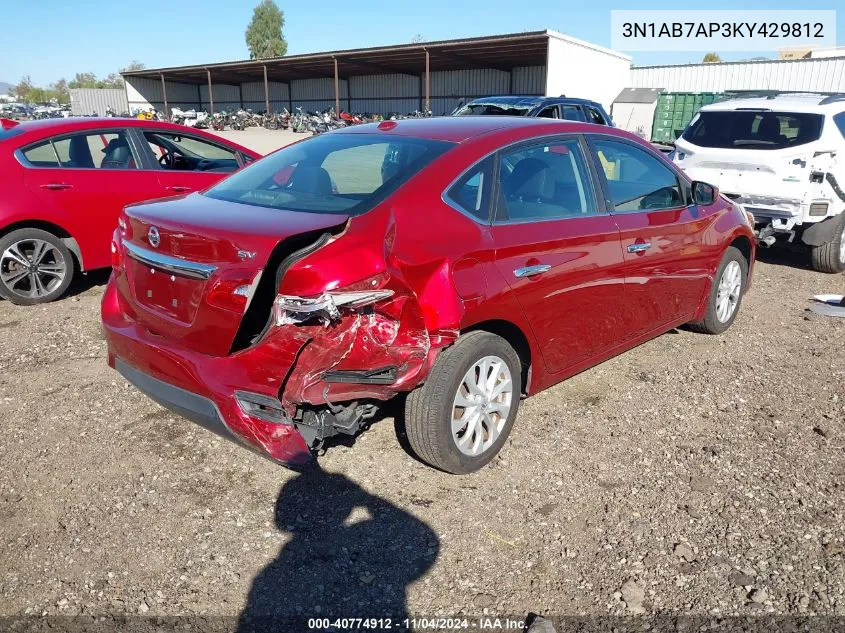 2019 Nissan Sentra Sv VIN: 3N1AB7AP3KY429812 Lot: 40774912