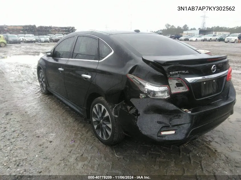 2019 Nissan Sentra Sr VIN: 3N1AB7AP7KY302562 Lot: 40779209