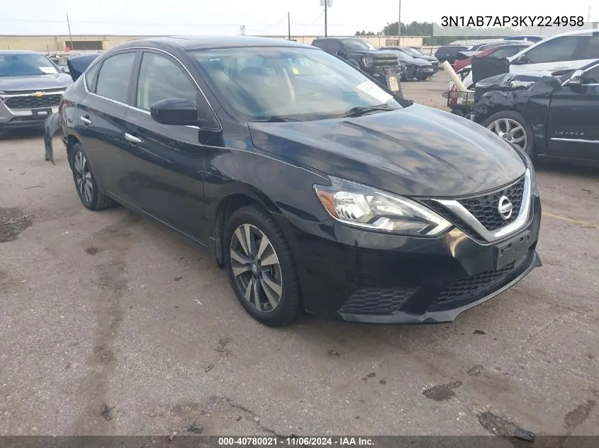 2019 Nissan Sentra Sv VIN: 3N1AB7AP3KY224958 Lot: 40780021