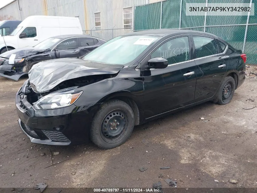 2019 Nissan Sentra S VIN: 3N1AB7AP9KY342982 Lot: 40789797