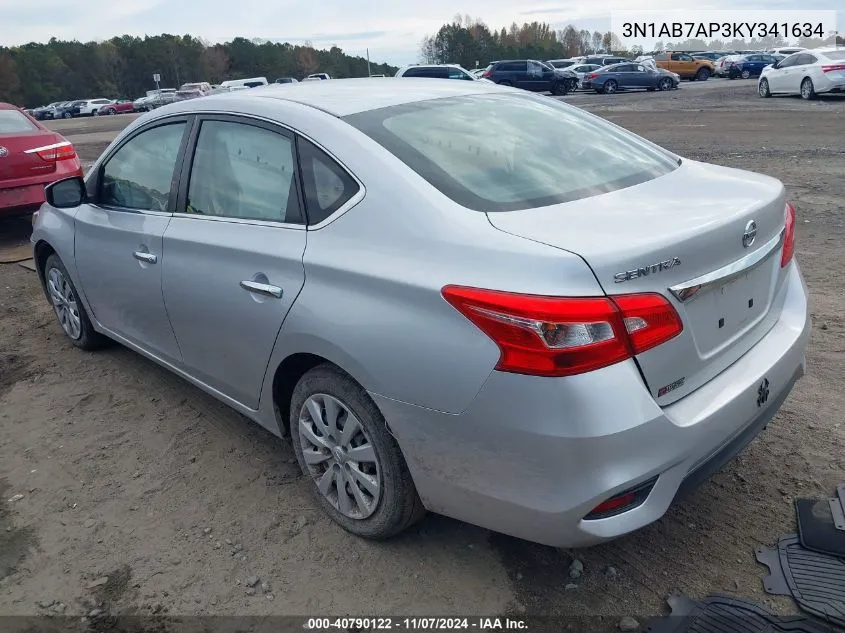 2019 Nissan Sentra S VIN: 3N1AB7AP3KY341634 Lot: 40790122