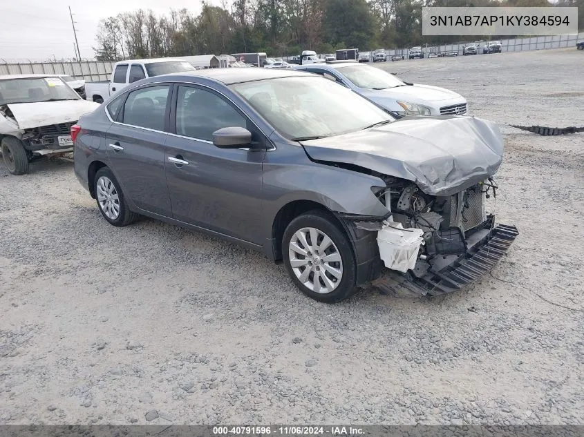 2019 Nissan Sentra S VIN: 3N1AB7AP1KY384594 Lot: 40791596