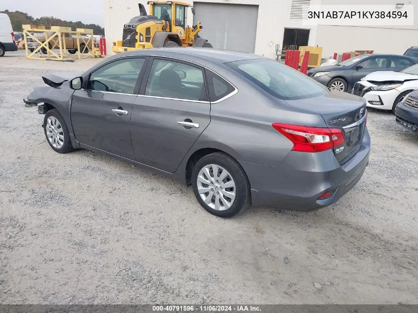 2019 Nissan Sentra S VIN: 3N1AB7AP1KY384594 Lot: 40791596