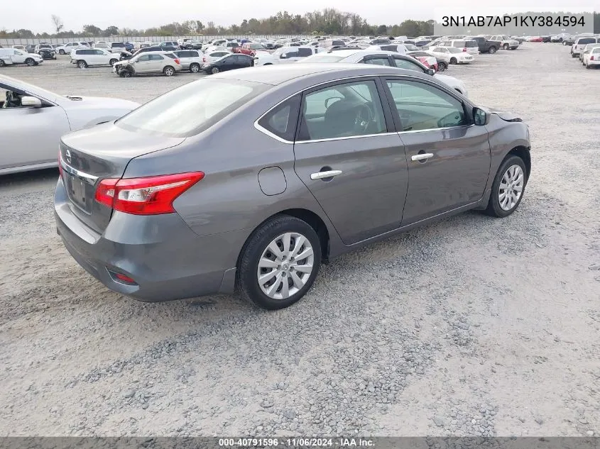 2019 Nissan Sentra S VIN: 3N1AB7AP1KY384594 Lot: 40791596