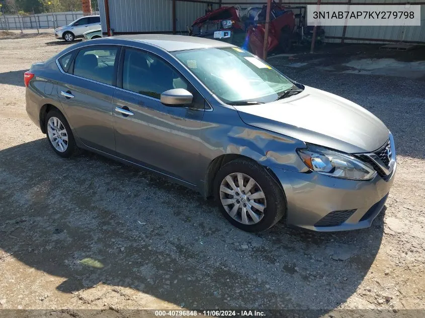 2019 Nissan Sentra S VIN: 3N1AB7AP7KY279798 Lot: 40796848