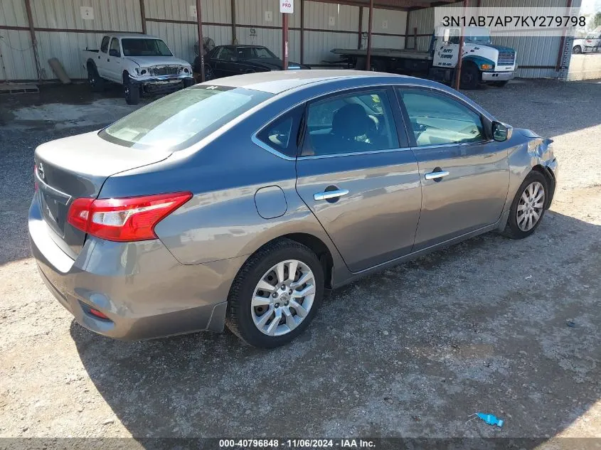 2019 Nissan Sentra S VIN: 3N1AB7AP7KY279798 Lot: 40796848