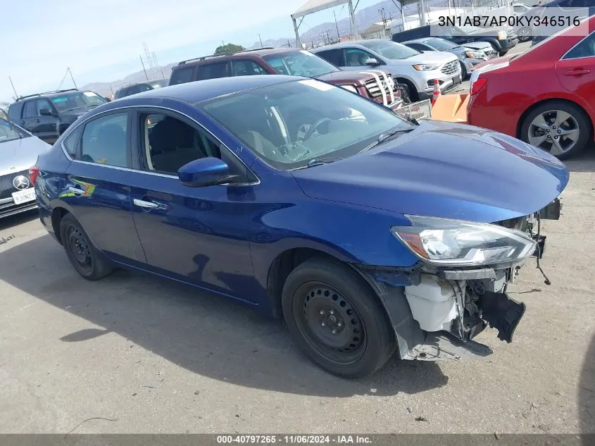 2019 Nissan Sentra S VIN: 3N1AB7AP0KY346516 Lot: 40797265