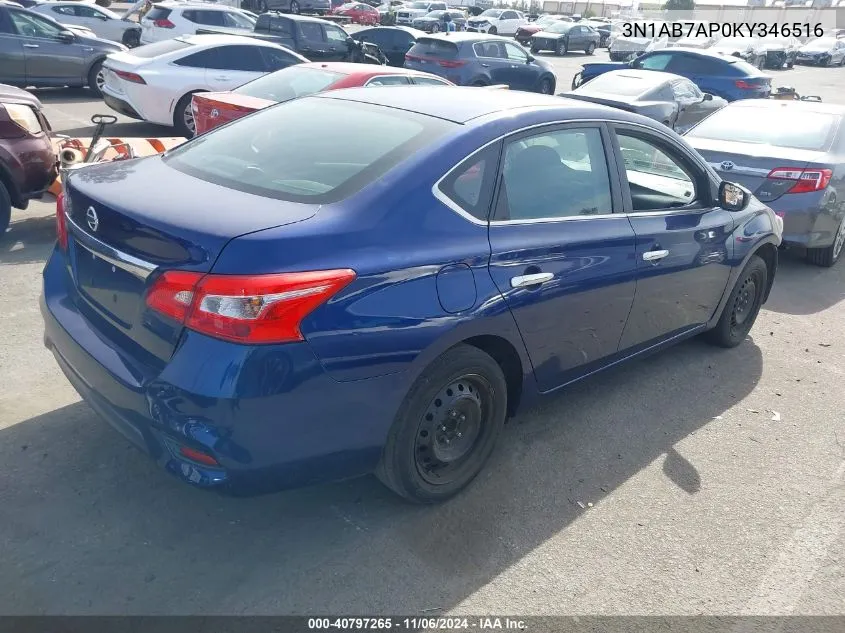 2019 Nissan Sentra S VIN: 3N1AB7AP0KY346516 Lot: 40797265