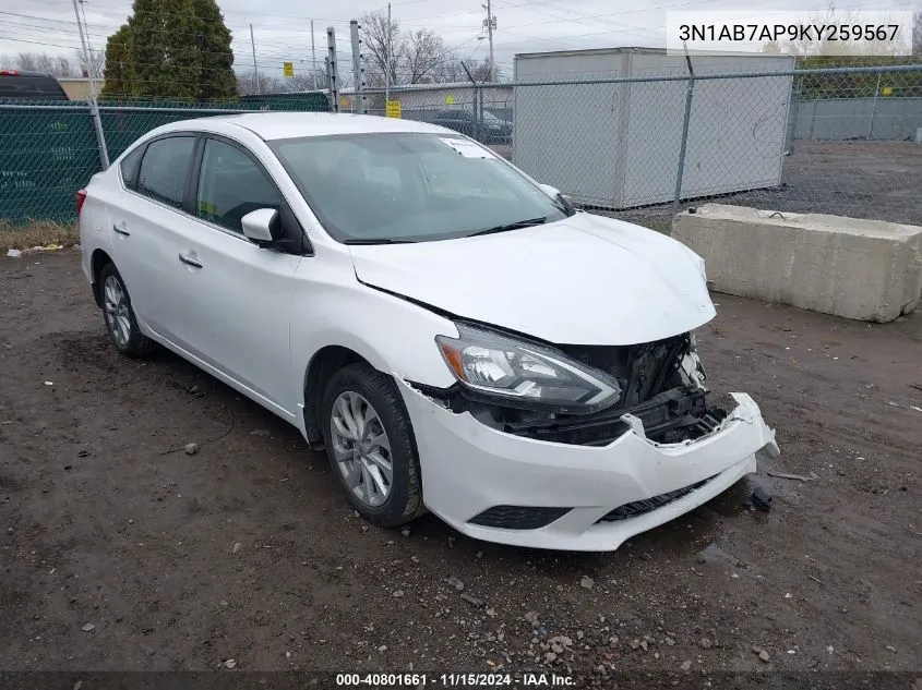 3N1AB7AP9KY259567 2019 Nissan Sentra Sv