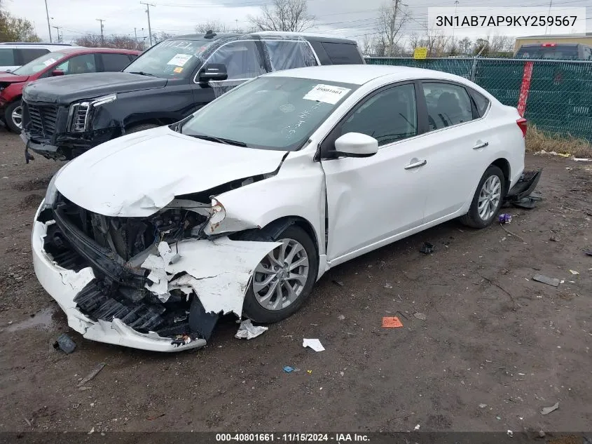 3N1AB7AP9KY259567 2019 Nissan Sentra Sv