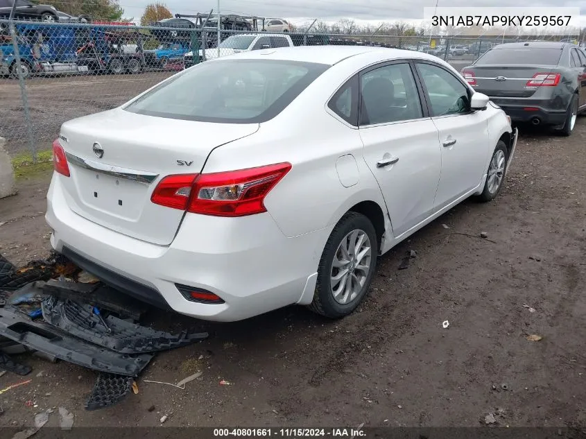 3N1AB7AP9KY259567 2019 Nissan Sentra Sv