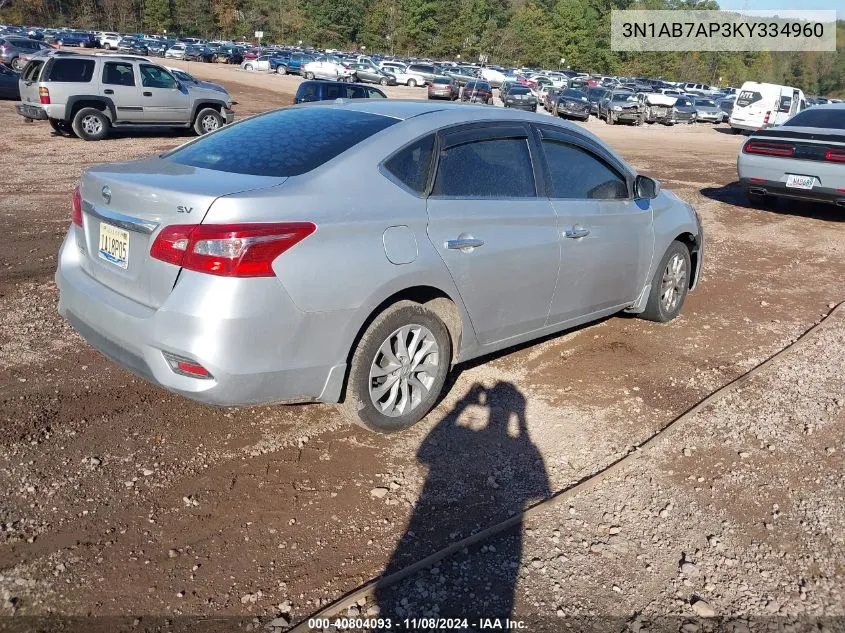 3N1AB7AP3KY334960 2019 Nissan Sentra Sv