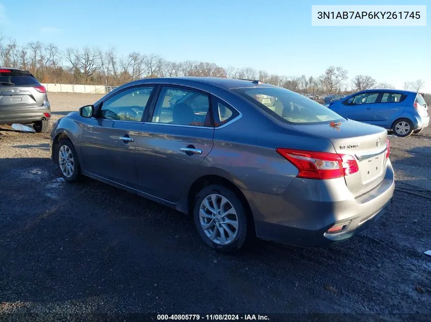 2019 Nissan Sentra Sv VIN: 3N1AB7AP6KY261745 Lot: 40805779