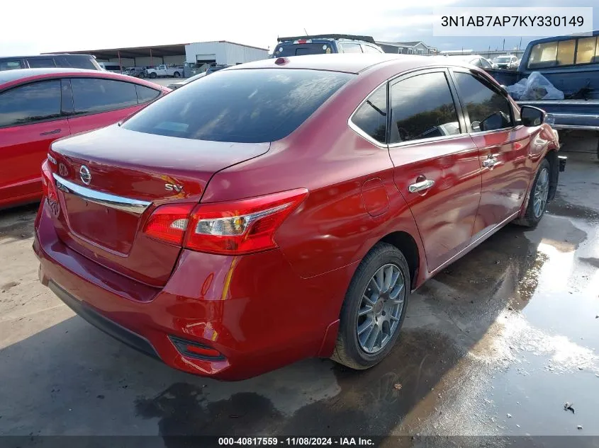 2019 Nissan Sentra Sv VIN: 3N1AB7AP7KY330149 Lot: 40817559