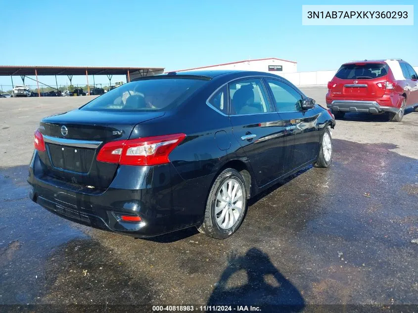 2019 Nissan Sentra Sv VIN: 3N1AB7APXKY360293 Lot: 40818983